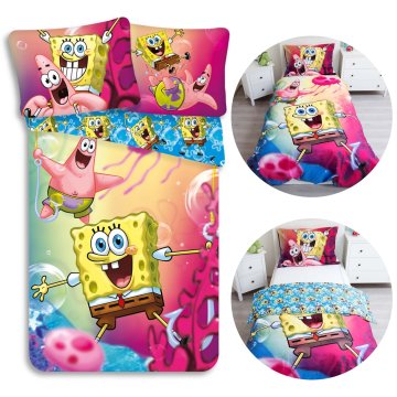 sarcia.eu Spongebob Barvita, DVOJNA, otroška posteljnina z zadrgo, 100% BOMBAŽ 140x200cm+70x90 cm OEKO-TEX