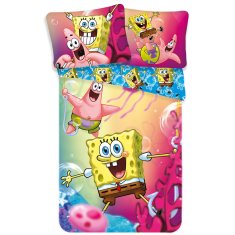 sarcia.eu Spongebob Barvita, DVOJNA, otroška posteljnina z zadrgo, 100% BOMBAŽ 140x200cm+70x90 cm OEKO-TEX