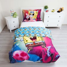 sarcia.eu Spongebob Barvita, DVOJNA, otroška posteljnina z zadrgo, 100% BOMBAŽ 140x200cm+70x90 cm OEKO-TEX