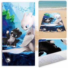 DreamWorks Kako izuriti svojega zmaja Hitro suha brisača za plažo, otroška kopalna brisača iz bombaža 70x140 cm OEKO-TEX