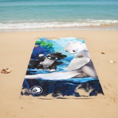 DreamWorks Kako izuriti svojega zmaja Hitro suha brisača za plažo, otroška kopalna brisača iz bombaža 70x140 cm OEKO-TEX