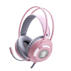 Marvo HG8936 LED USB rožnate stereo igralne slušalke z belo svetlobo