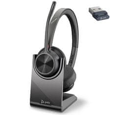 Poly Brezžične Bluetooth slušalke Plantronics Voyager 4320 UC črne (218476-01) 77Y99AA s stojalom