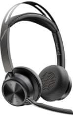 Poly Brezžične Bluetooth slušalke Plantronics Voyager Focus 2-M Teams s stojalom za polnjenje ANC, črne 214433-02M / 77Y90AA