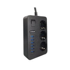 Andowl 2m 3 x 220V + 6 x USB Razdelilec MAX 3000W 