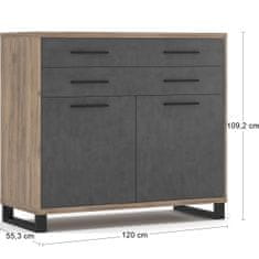 nabbi Dvovratna komoda s predali Ovida 120 2D2DRWS - craft tobaco / matera