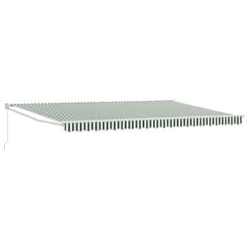 Vidaxl Retraktilna tenda Zelena in Bela 500 × 300 cm Poliester, kovina