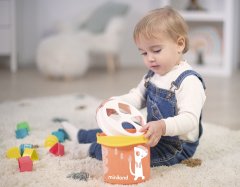 Miniland Baby Vedro s kockami za sortiranje oblik, losos