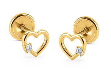 Brilio Zlati uhani v obliki srca s kubičnim cirkonom 14/252.001/17ZIR