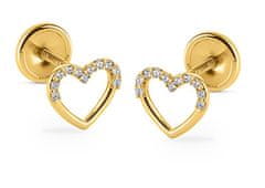 Brilio Uhani v obliki srca iz rumenega zlata s cirkoni 14/255.281/17ZIR