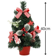 sarcia.eu MAJHNO umetno božično drevo, rdeče z brinjem v loncu, OKRAŠENO 40 cm