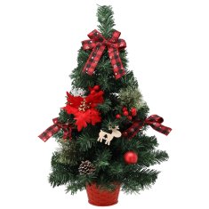 sarcia.eu MAJHNO umetno božično drevo, rdeče z betlehemsko zvezdo v loncu, OKRAŠENO 60 cm