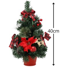 sarcia.eu MAJHNO umetno božično drevo, rdeče z betlehemsko zvezdo v loncu, OKRAŠENO 40 cm