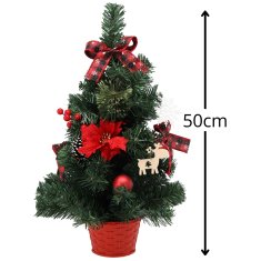 sarcia.eu MAJHNO umetno božično drevo, rdeče z betlehemsko zvezdo v loncu, OKRAŠENO 50 cm