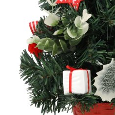 sarcia.eu MAJHNO umetno božično drevo, rdeče z brinjem v loncu, OKRAŠENO 30 cm