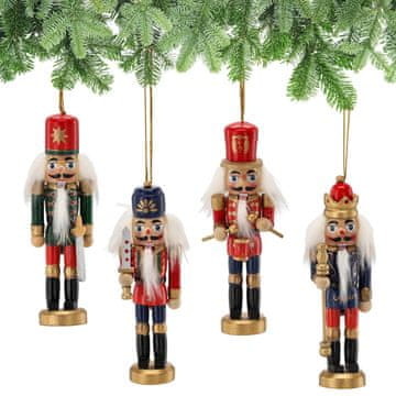 sarcia.eu Komplet božičnih okraskov LESENI VOJAKI 12,5 cm, obeski za božično drevo KOMPLET 4 kosov