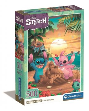 Clementoni Clementoni 500-delni kompaktni sestavljanki. Stitch in Angel na plaži 35547