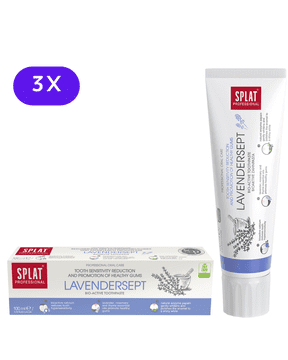 Splat LAVENDERSEPT Zobna Pasta 3×100 ml – Nežno Beljenje, Zmanjšanje Občutljivosti in Zeliščna Zaščita Dlesni, Brez Fluorida