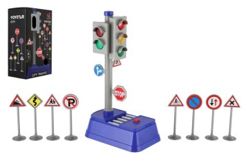 Teddies Semafor z označevalniki iz plastike 14x24cm na baterije s svetlobo in zvokom