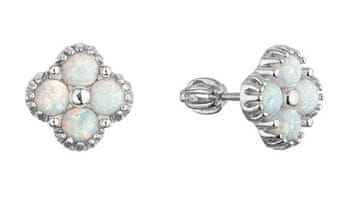 Evolution Group Srebrni uhani s sintetičnimi opali Štiriperesna deteljica 11690.1