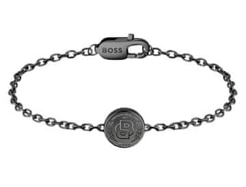 Hugo Boss Črna jeklena zapestnica Double B 1580764M