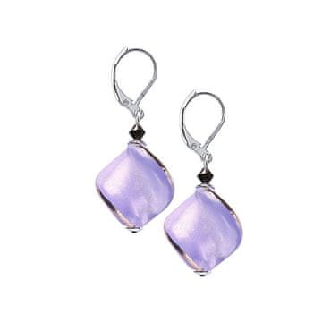 Lampglas Očarljivi uhani Hidden Passion z vijoličnim biserom Lampglas ECH3/CHI