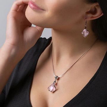 Lampglas Romantična ogrlica Skrita strast z roza biserom Lampglas NCH1/CHI