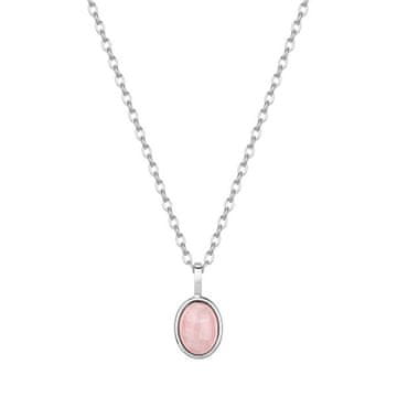 Brosway Nežna jeklena ogrlica z rožnatim kremenom Essential BNL131