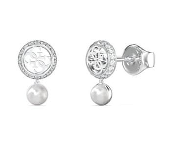 Guess Modni jekleni uhani z drobnim biserom JUBE05517JWRHT/U