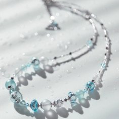 Lampglas Luksuzna ogrlica Ice Ice Baby s srebrom in biseri Lampglas NER5