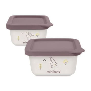 Miniland Baby ECO-prijazne hermetične posode za shranjevanje hrane, 2x400 ml, Ptica