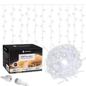 Springos novoletna zavesa 200 LED 6500K 8 funkcij 8+2,5m