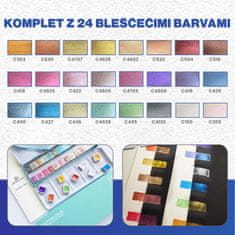 ANTEK ART Akvarelne barve - 24 bleščečih barv umetniške kakovosti