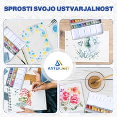 ANTEK ART Akvarelne barve - 24 bleščečih barv umetniške kakovosti