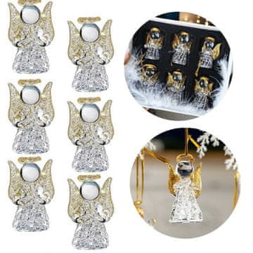 Flamenco Mystique Zlatni kristalni angelčki, obesni, okraski, set 6 kosov v škatli, Božič BSN21