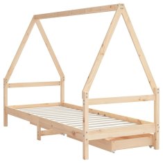 Vidaxl Otroški posteljni okvir s predali 90x200 cm trdna borovina