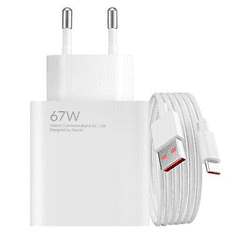 Xiaomi Hišni polnilec MDY-12-EH USB-A 67W s polnilnim kablom Type C 6A - bel (Eu Blister)