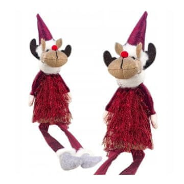 Flamenco Mystique Sedeči božiček severni jeleni 37 cm z pliša in peska, teža 82 g