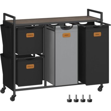 VASAGLE Košara za perilo črna 4/1 150L