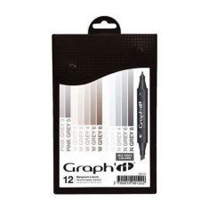 Graph´it Komplet alkoholnih markerjev, 12 kosov - Mix Grey