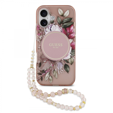 Guess Originalni ovitek za iPhone 17 - MagSafe - Flowers pink - GUHMP17SHFWBRCESP