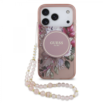 Guess Originalni ovitek za iPhone 17 Pro Max - MagSafe - Flowers pink - GUHMP17XHFWBRCESP