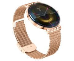 Forever Lucca SB-370 pametna ura, AMOLED, BT 5.3, Android + iOS, klicanje, IP68 + leopard pašček, roza zlata (Rose Gold)