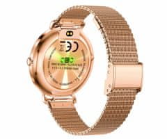 Forever Lucca SB-370 pametna ura, AMOLED, BT 5.3, Android + iOS, klicanje, IP68 + leopard pašček, roza zlata (Rose Gold)