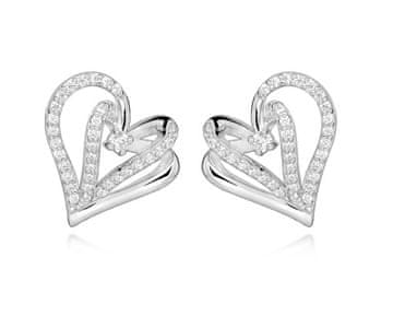Silver Cat Uhani v obliki srca s kubičnim cirkonom Love & Infinity SC604