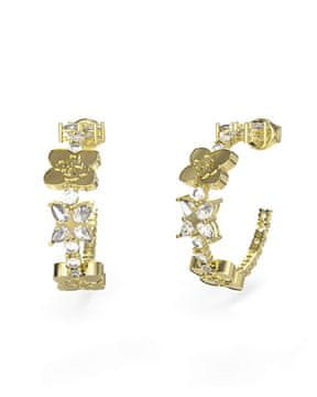 Guess Pozlačeni obročki s štiriperesnimi deteljicami Divji cvet JUBE05505JWYGT/U