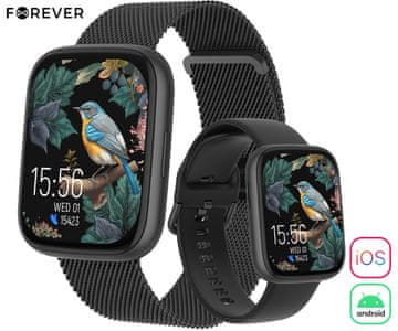 Forever ForeVigo 4 SW-330 pametna ura, AMOLED, BT 5.4, Android + iOS, IP68, črna (Carbon Black)