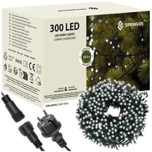 Springos novoletne lučke 300 LED hladno bela 18+1,5m