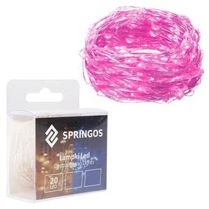 Springos lučke na baterije 20 LED pink barva 1,9m