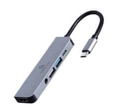 Gembird A-CM-COMBO5-02 USB Type-C 5-v-1 večportni adapter Hub 3.1 + HDMI + PD + stereo audio